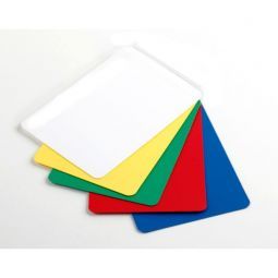 5 Cartas de corte, rojo, amarillo, blanco, azul y verde.