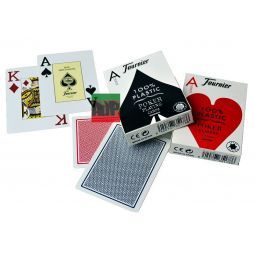 Cartas de poker Founier en 100 % plástico, índice jumbo, rojo
