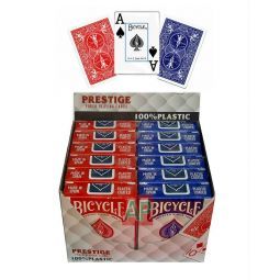 Caixa de 12 baralhas de poker Bicycle Prestige, plástico