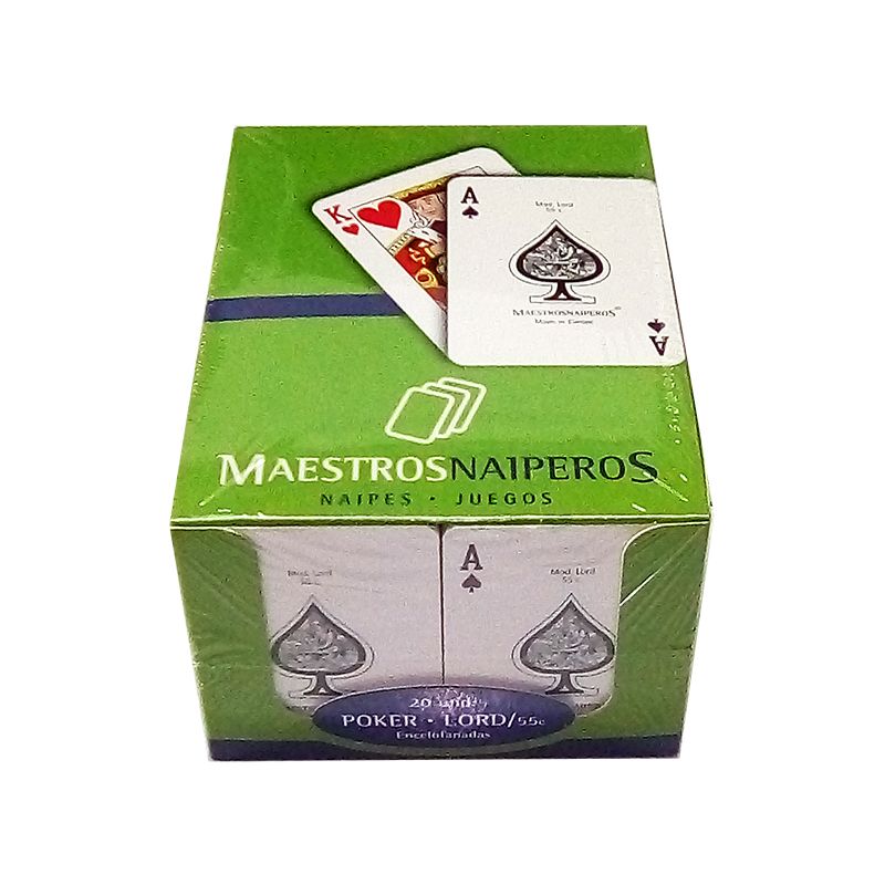 Caixa de 40 baralhos de pôquer Naiperos Masters em papelão plastificado