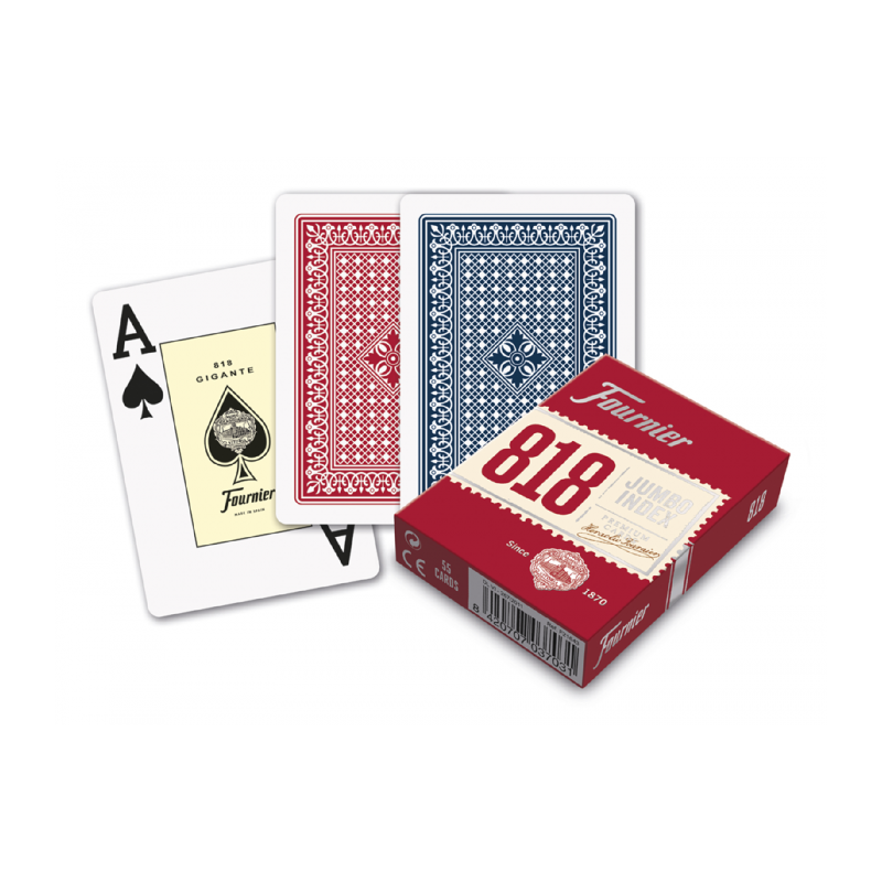 Fournier Poker Deck Nº 818 de 55 cartas de índice Jumbo, formato Poker, índice Jumbo.