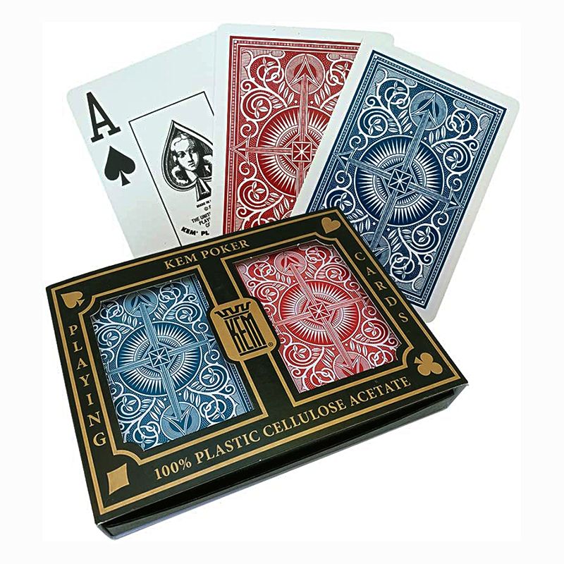 Kem decks, poker format, Jumbo index, pack of two, red and blue
