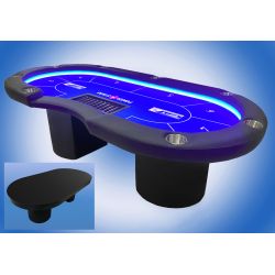 Mesa de pôquer com luz LED e base para copos personalizável