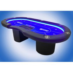 Mesa de pôquer com luz LED e base para copos