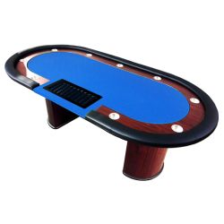 Mesa de poker fija con crupier, tapete azul